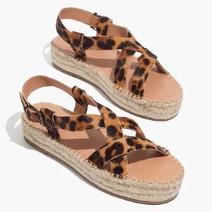 Madewell The Malia Espadrille Sandal in Leopard Calf Hair